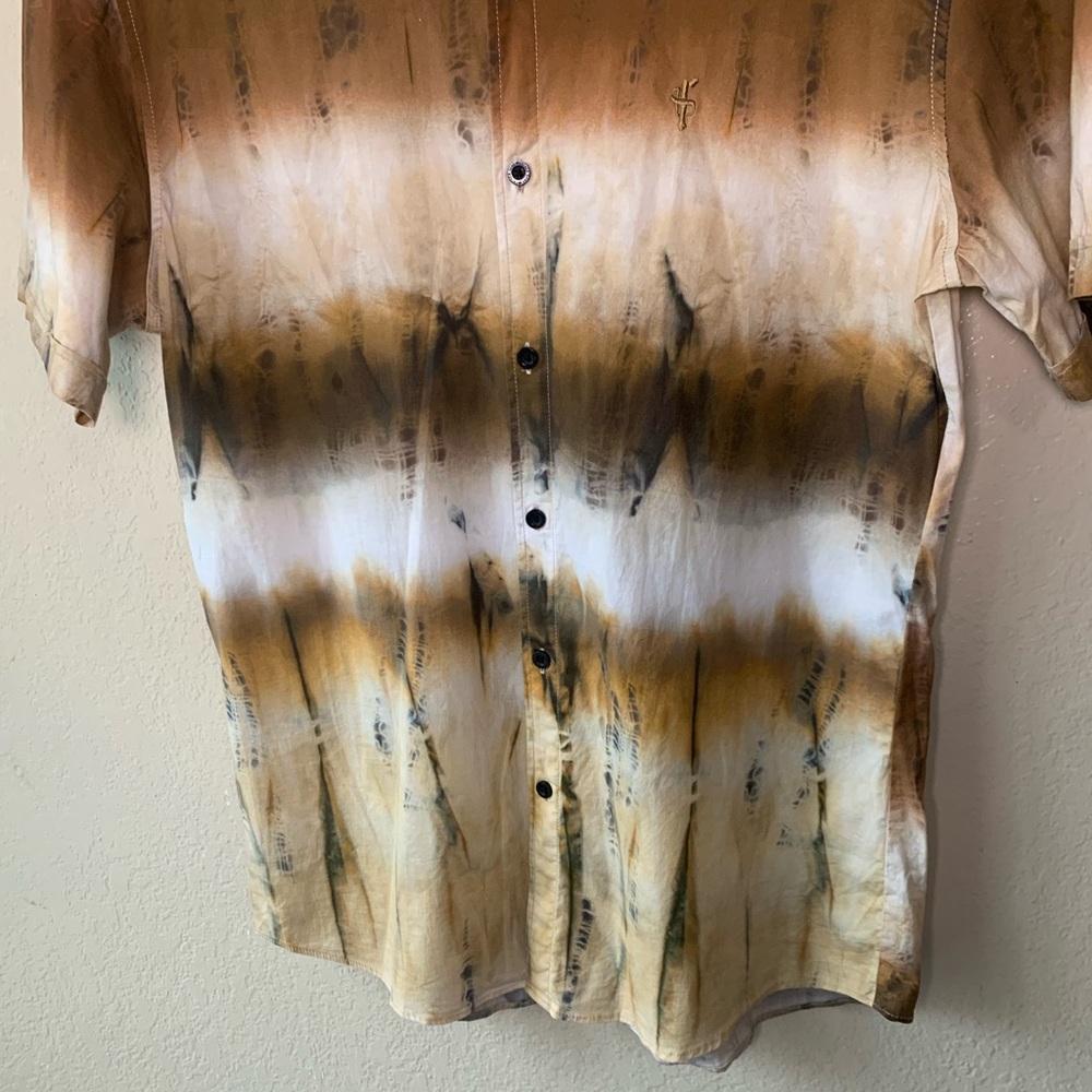 FATHER SONS Tie Dye Stretch Slim Fit Button Down Streetwear Shirt Size XL - Picture 5 of 8